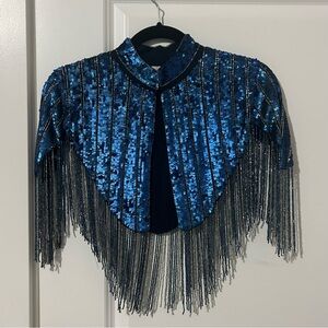 Free People Sequin Cape with Bead Fringe